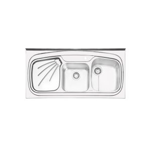 سینک ظرفشویی ایلیا استیل مدل 1013 با طراحی مدرن و دو لگن مناسب آشپزخانه‌های حرفه‌ای