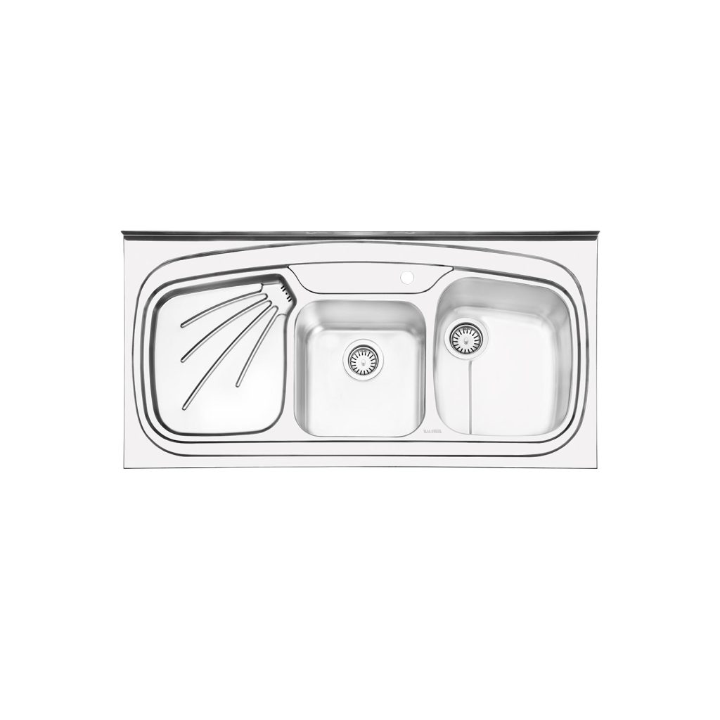 سینک ظرفشویی ایلیا استیل مدل 1013 با طراحی مدرن و دو لگن مناسب آشپزخانه‌های حرفه‌ای