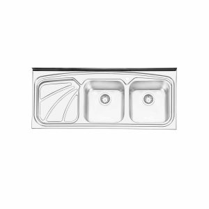 سینک ظرفشویی ایلیا استیل مدل 1023 با طراحی فانتزی و دو لگن خسروی سنتر