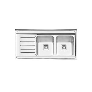 سینک ظرفشویی ایلیا استیل مدل 1060 با دو لگن و طراحی روکار