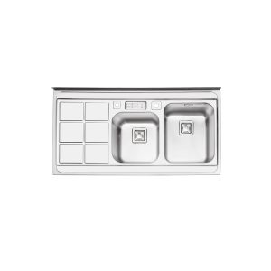 سینک ظرفشویی ایلیا استیل مدل 1065 با دو لگن و طراحی فانتزی