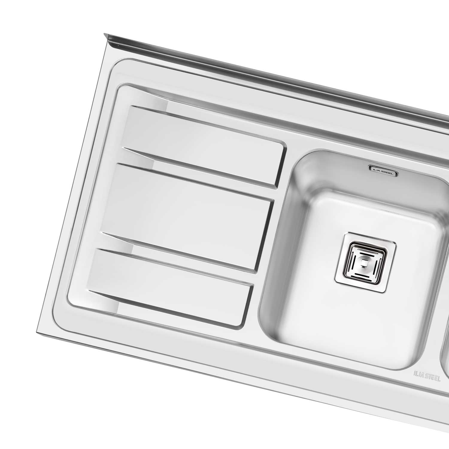 فروشگاه لوازم آشپزخانه خسروی سنتر سینک ظرفشویی ایلیا استیل مدل 1068 با طراحی سینی و عایق صدا