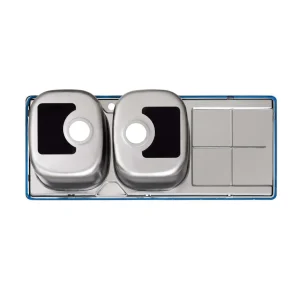 سینک ظرفشویی مدل 2041 ایلیا استیل با دو لگن و قسمت آب‌بندی کیفیت بالا