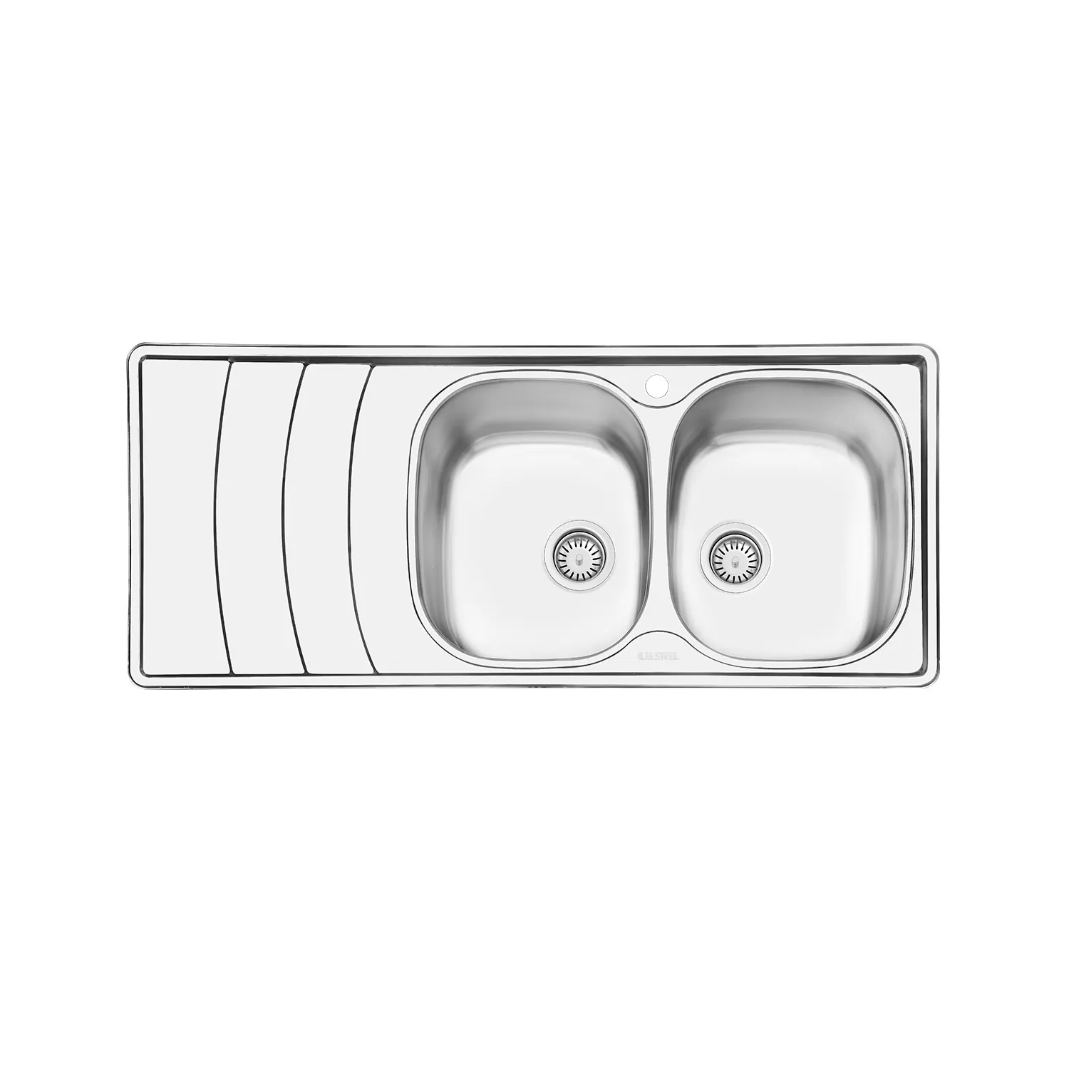 سینک ظرفشویی ایلیا استیل مدل 2044 توکار دو لگنه استیل ضد زنگ با طراحی نیمه فانتزی