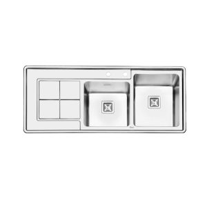 سینک ظرفشویی ایلیا استیل مدل 2067 با دو لگن و طراحی فانتزی توکار