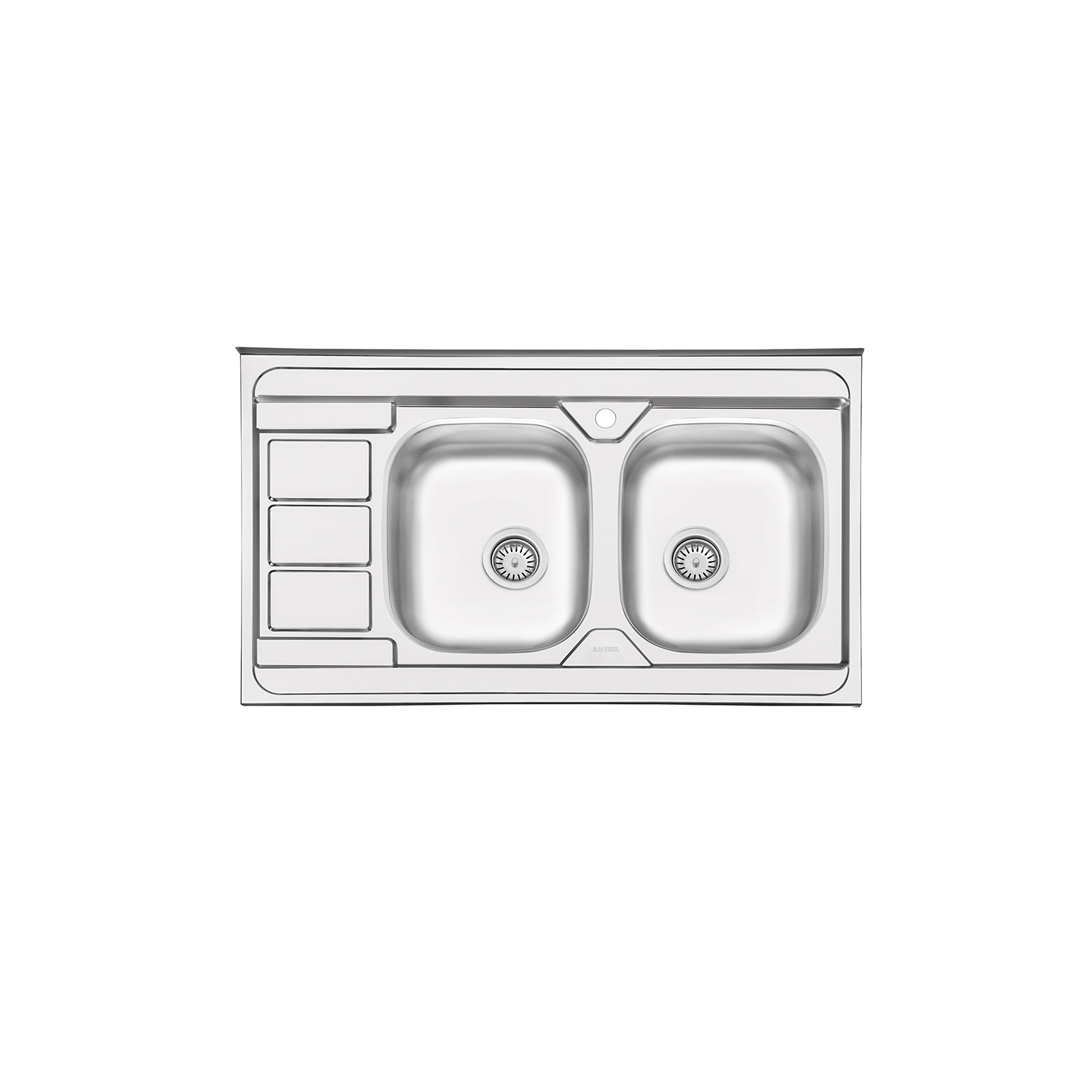 سینک ظرفشویی ایلیا استیل مدل 3051 با طراحی روکار و 2 لگن نمایندگی خسروی سنتر