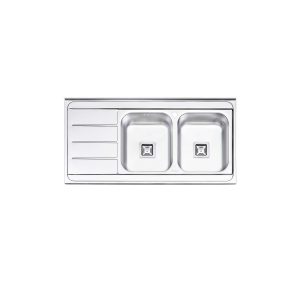 سینک ظرفشویی ایلیا استیل مدل 3060 با طراحی نیمه فانتزی و دو لگن