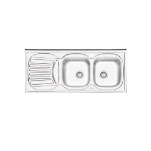 سینک ظرفشویی ایلیا استیل مدل 1021 با طراحی فانتزی روکار و دو لگن