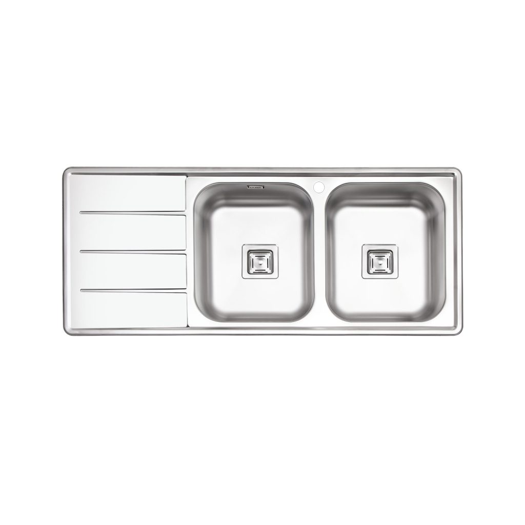 سینک ظرفشویی ایلیااستیل مدل 4060 با 2 لگن و طراحی نیمه فانتزی توکار