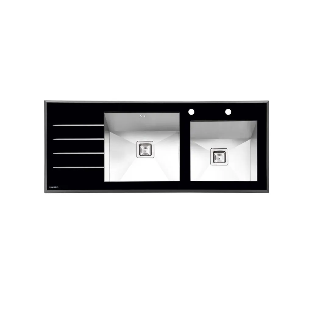 سینک ظرفشویی مدل 8021 ایلیا استیل با طراحی شیشه‌ای و استیل ضد زنگ