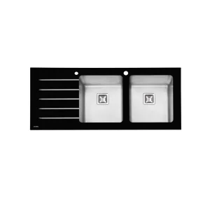 سینک ظرفشویی شیشه‌ای ایلیا استیل مدل 8032 با لوازم جانبی و بسته‌بندی مقاوم