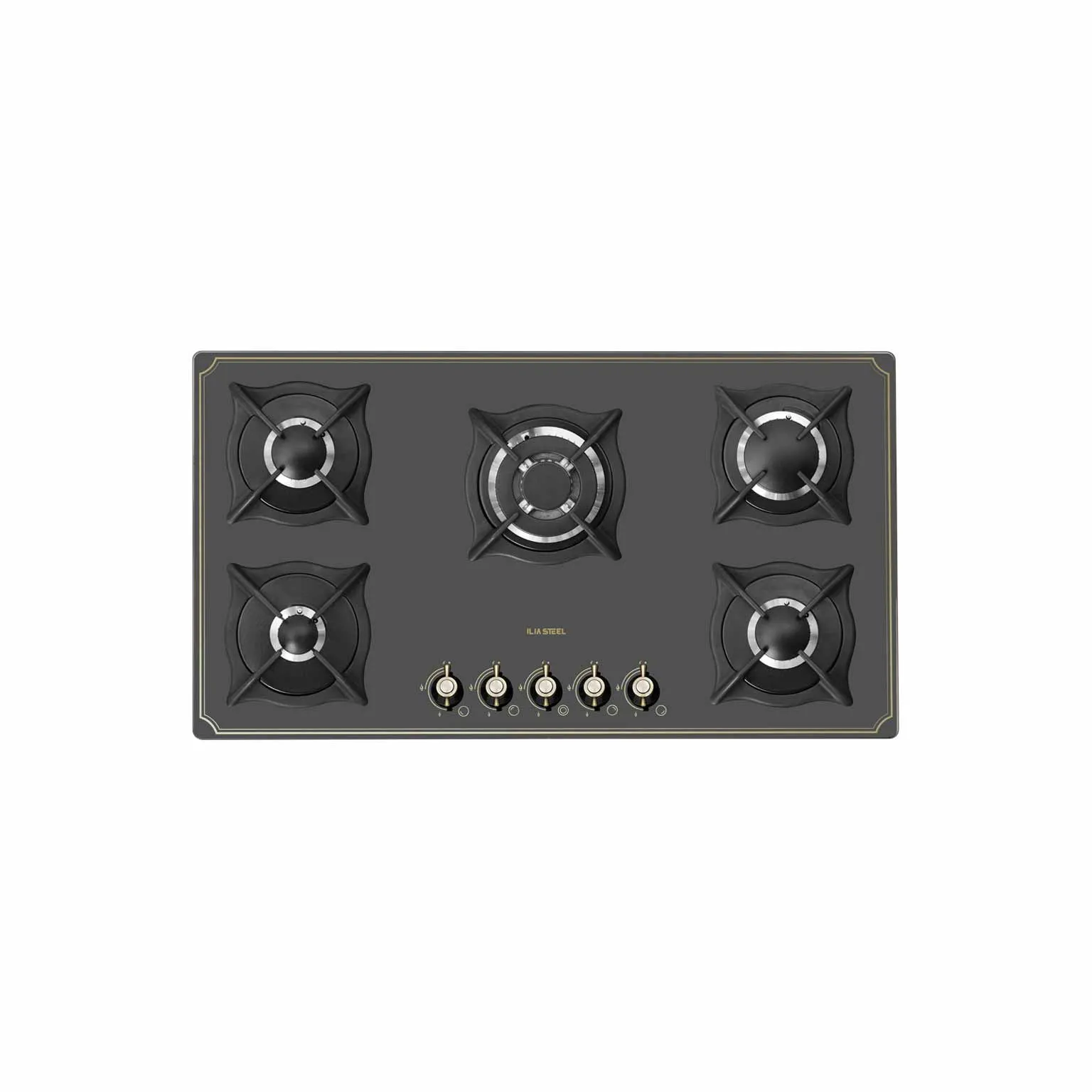 فروشگاه لوازم آشپزخانه خسروی سنتر اجاق گاز رومیزی ایلیااستیل G510 با فریم طلایی لوکس و ولوم کلاسیک - خسروی سنتر