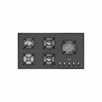 اجاق گاز رومیزی G526 ایلیا استیل – طراحی شیشه‌ای مشکی با پنج شعله و سیستم ایمنی ترموکوپل ORKLI