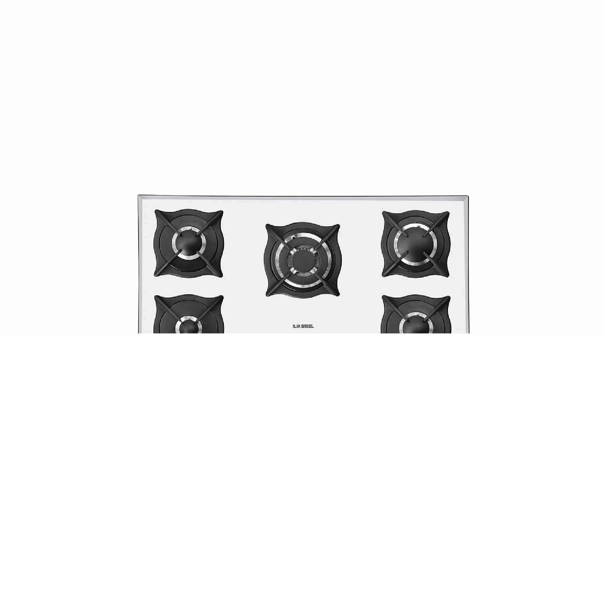 فروشگاه لوازم آشپزخانه خسروی سنتر اجاق گاز رومیزی ایلیااستیل G524W با طراحی شیشهای و پلوپز وسط برای آشپزخانههای مدرن.