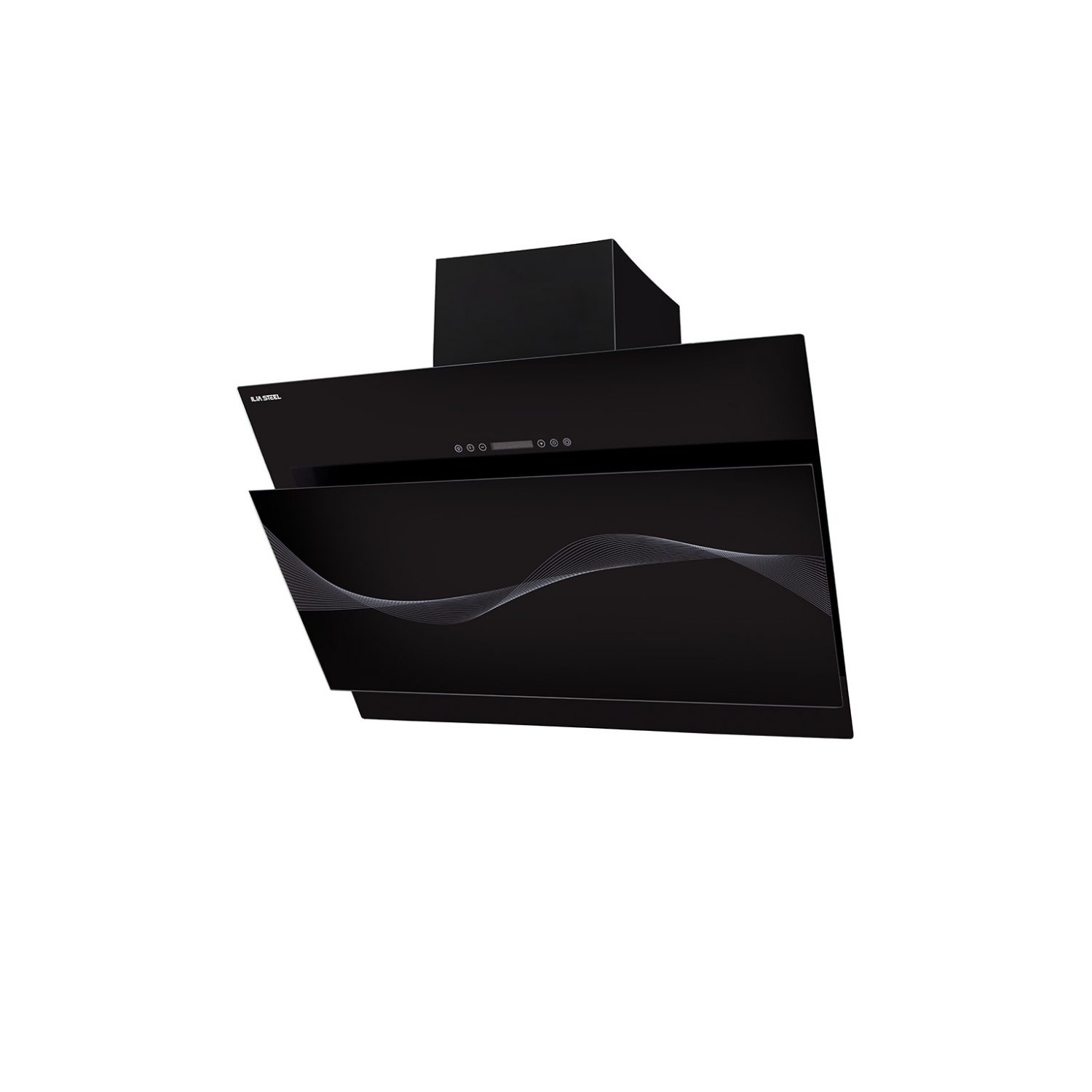 هود آشپزخانه ایلیا استیل مدل پارمیس با طراحی مشکی و موج‌دار، مدل مورب مدرن