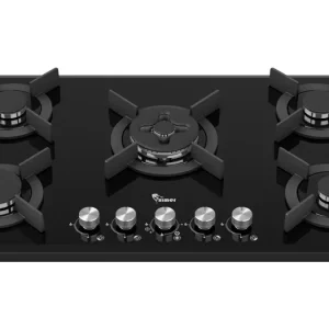 تصویر اجاق گاز رومیزی سیمر مدل G576 با صفحه شیشهای مشکی و ۵ شعله