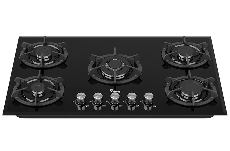 اجاق گاز رومیزی سیمر مدل G597 پنج شعله با شیشه سکوریت و ولوم فلزی زاماک