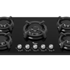 نمای کلی اجاق گاز رومیزی سیمر مدل G598 با شیشه مشکی و شبکه چدنی انحصاری