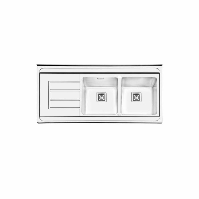 سینک ظرفشویی ایلیا استیل مدل 1062 با دو لگن و طراحی فانتزی روکار