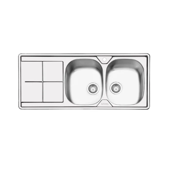 سینک ظرفشویی مدل 2041 ایلیا استیل با دو لگن و نصب توکار