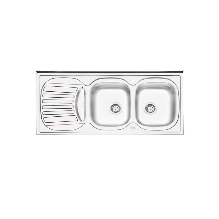 سینک ظرفشویی ایلیا استیل مدل 1021 با طراحی فانتزی روکار و دو لگن