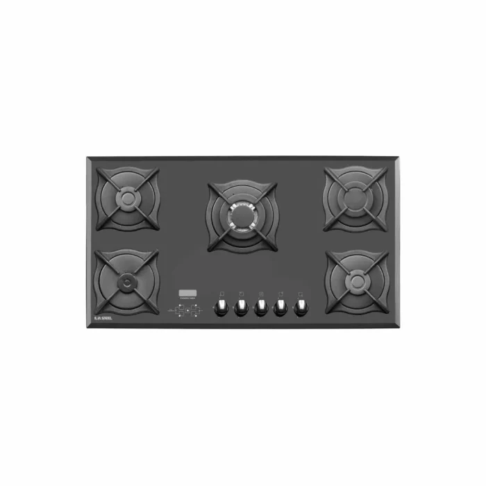اجاق گاز رومیزی G503 D با طراحی شیشه‌ای مشکی و پنج شعله قدرتمند از ایلیا استیل.