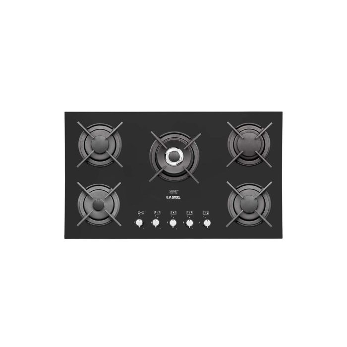 اجاق گاز شیشه مات مشکی ایلیااستیل IG5912 با شعله وسط و سرشعله لوکس DEFENDI - خسروی سنتر