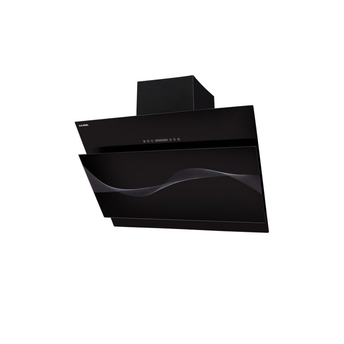 هود آشپزخانه ایلیا استیل مدل پارمیس با طراحی مشکی و موج‌دار، مدل مورب مدرن