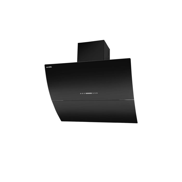 هود آشپزخانه ایلیا استیل مدل کارینا برقی با طراحی مورب، مکش بالا، جک برقی و موتور کم‌صدا